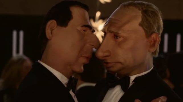 Al Assad et Poutine s'embrassent, dans un sketch des Guignols !!!