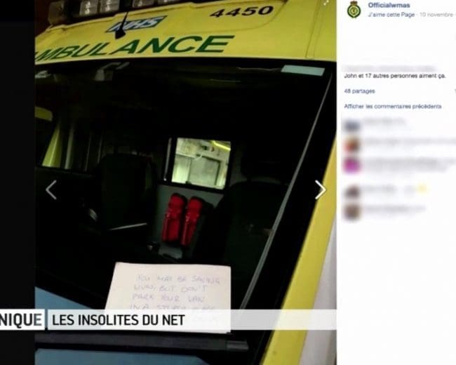 Un message surréaliste, laissé à des ambulanciers !