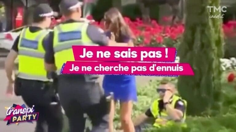 Une fêtarde ivre bouscule un Policier !!!