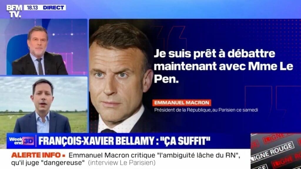 Macron Le Pen Bellamy débat européennes
