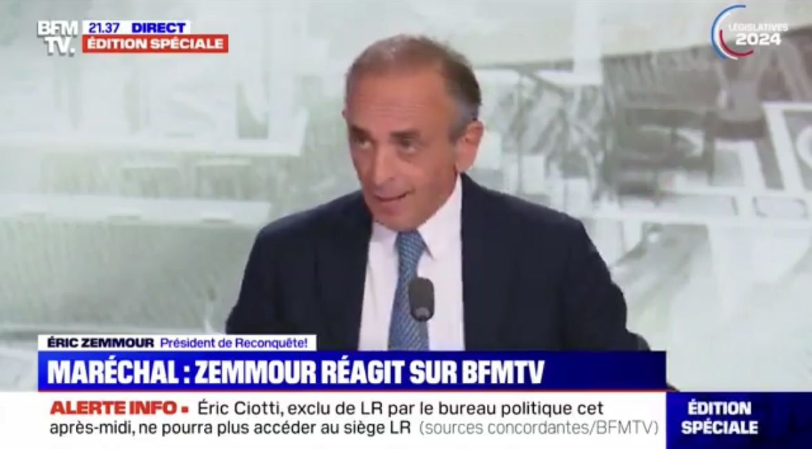 Éric Zemmour exclut « la traître Marion Maréchal-Le Pen »