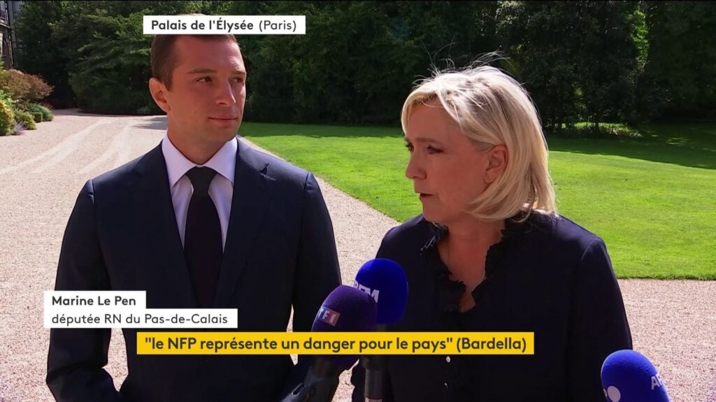 Marine Le Pen et Jordan Bardella réaffirment leur opposition à un gouvernement NFP après leur rencontre avec Macron