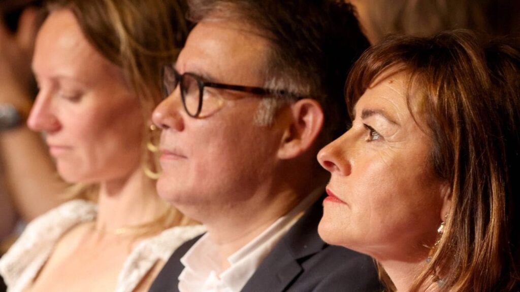 Marseille: Carole Delga at campaign meeting Raphael Glucksmann