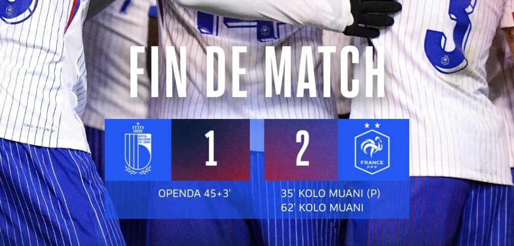 Secoués en première mi-temps, les Bleus dominent encore une fois la Belgique (1-2)