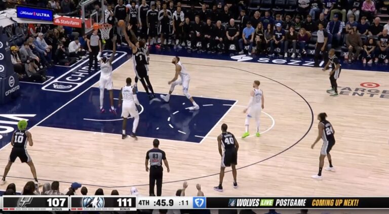 NBA – Victor Wembanyama encore époustouflant dans la défaite des Spurs face aux Wolves