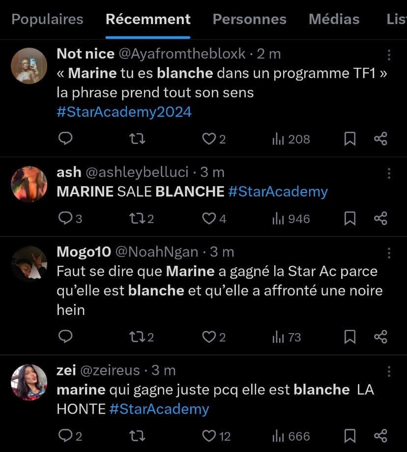 Star Academy : Marine, victime d’un racisme anti-Blancs ignoré par les médias  et les associations