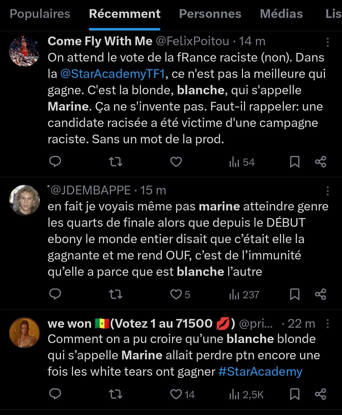 Star Academy : Marine, victime d’un racisme anti-Blancs ignoré par les médias  et les associations
