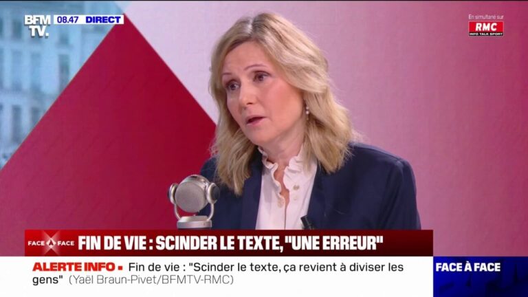 Yaël Braun-Pivet critique la scission du projet de loi sur la fin de vie