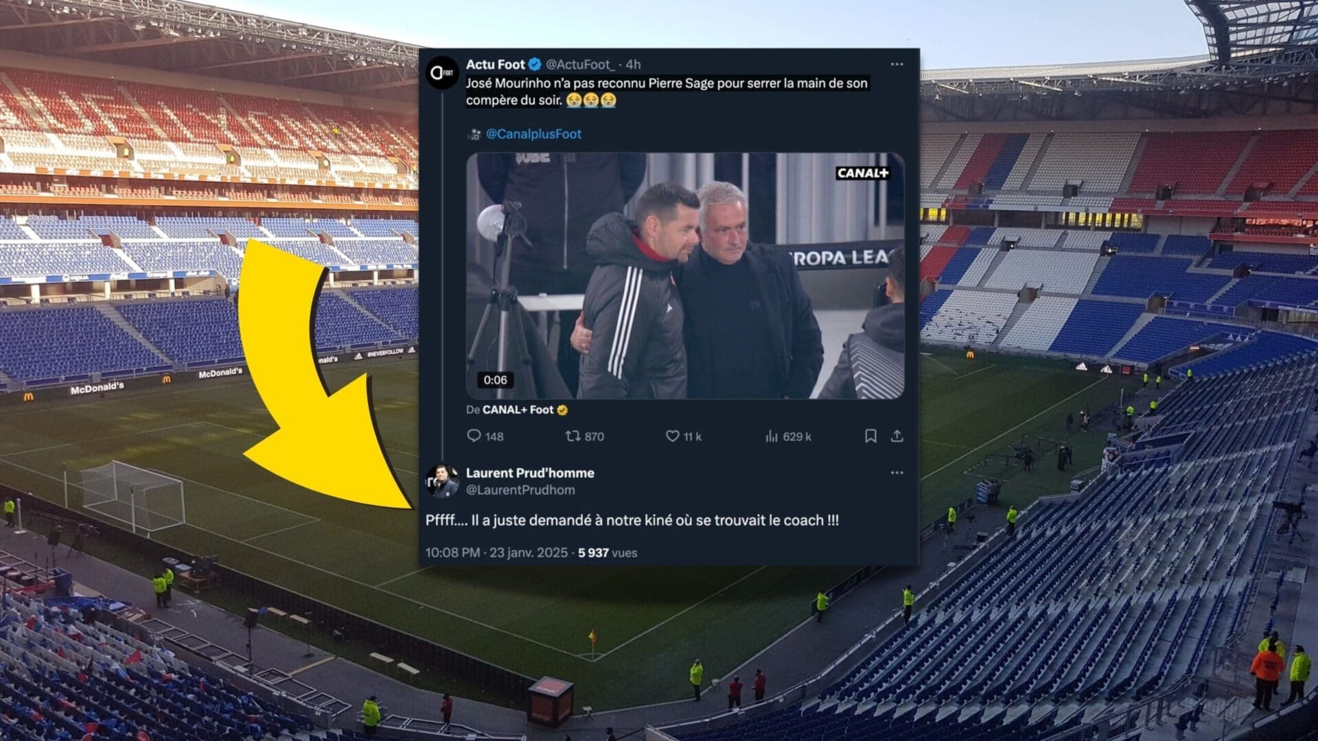 Le DG de l'OL recadre sèchement Canal+ au sujet de la poignée de main Mourinho-Sage