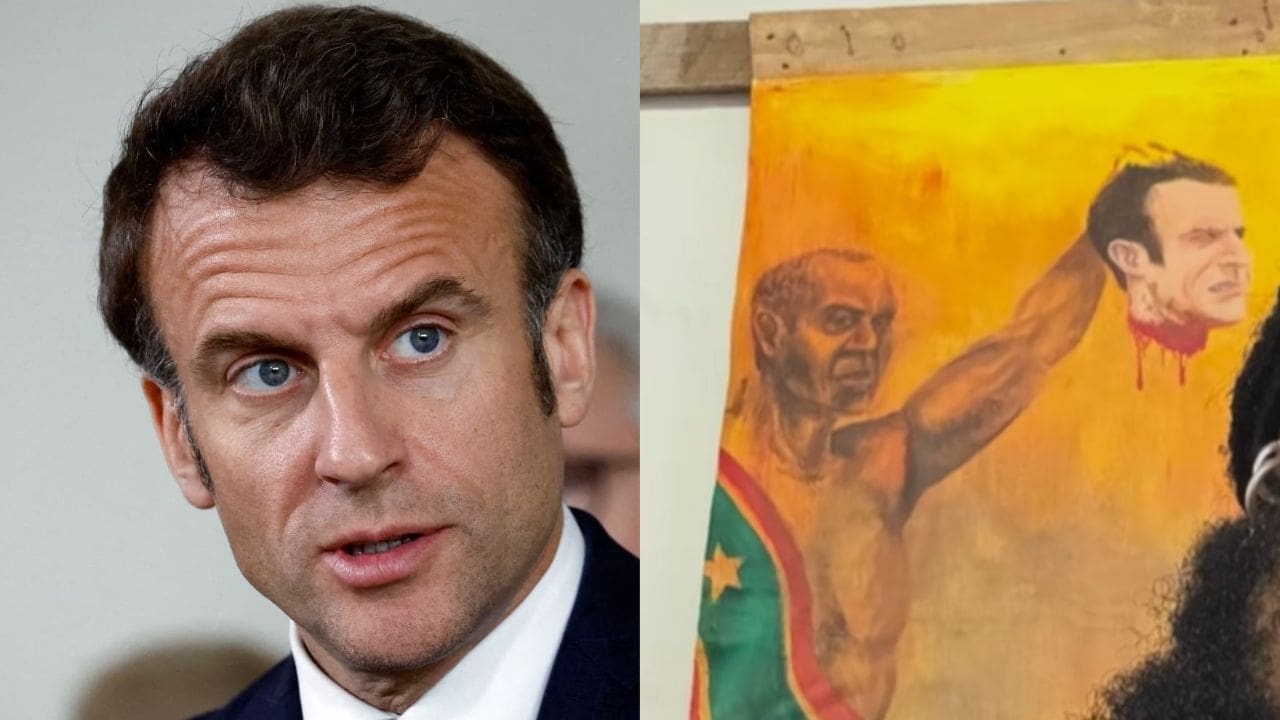 Guadeloupe : Emmanuel Macron porte plainte contre un portrait le représentant décapité
