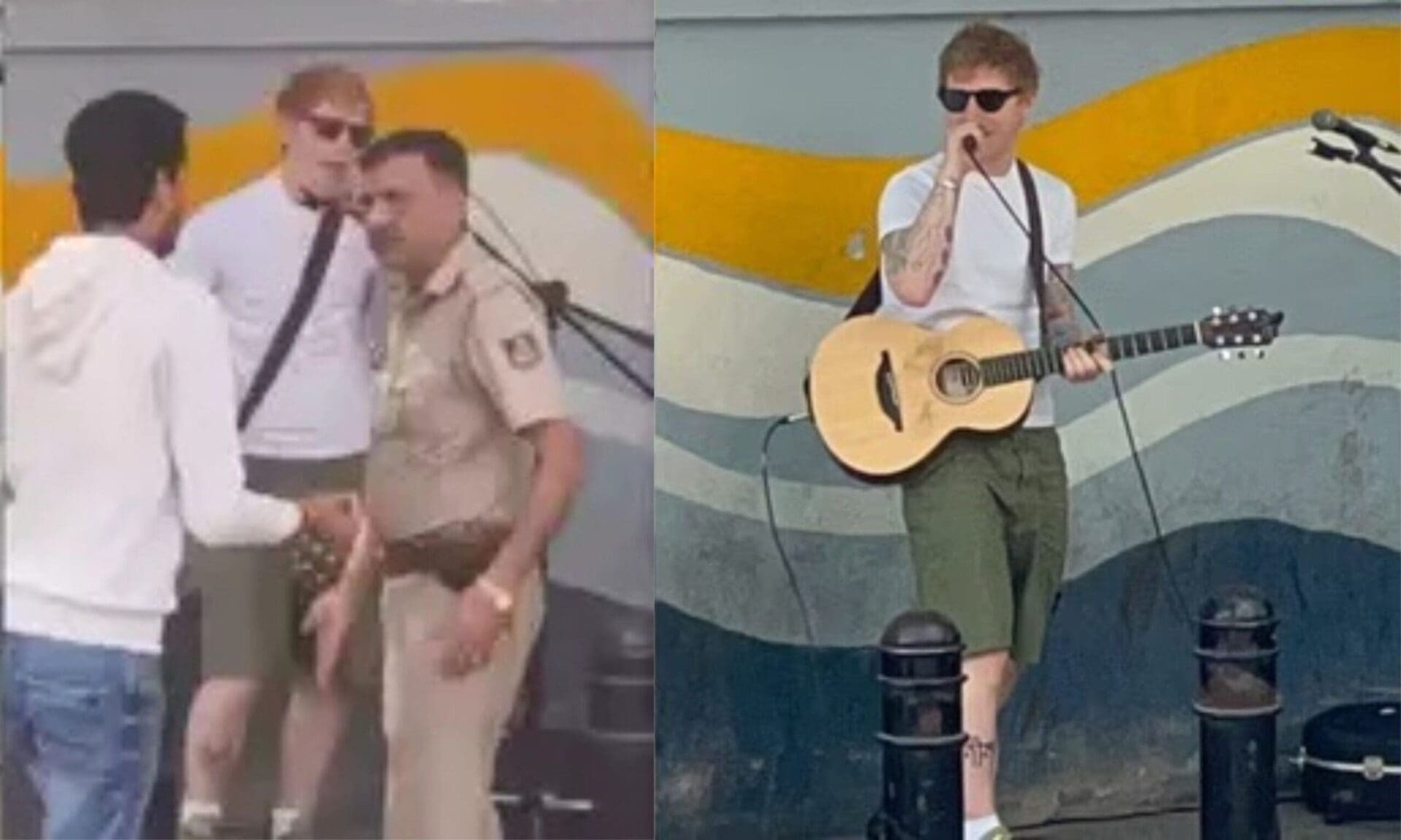 Ed Sheeran improvise un concert de rue en Inde et se fait couper son micro par la police