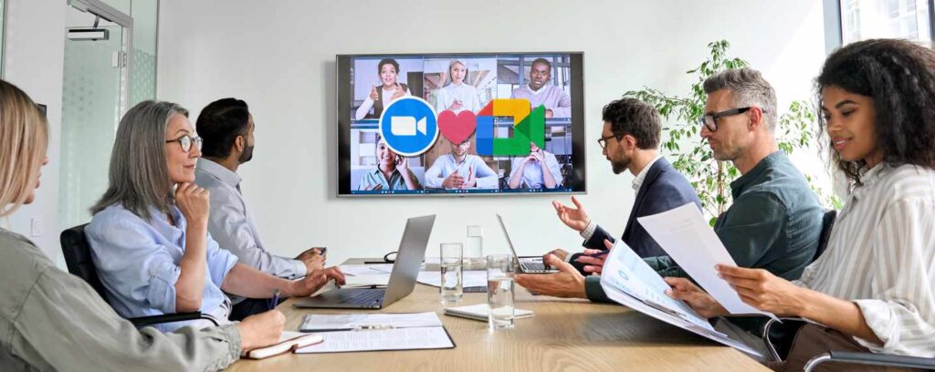 Diverse,Company,Employees,Having,Online,Business,Conference,Video,Call,On