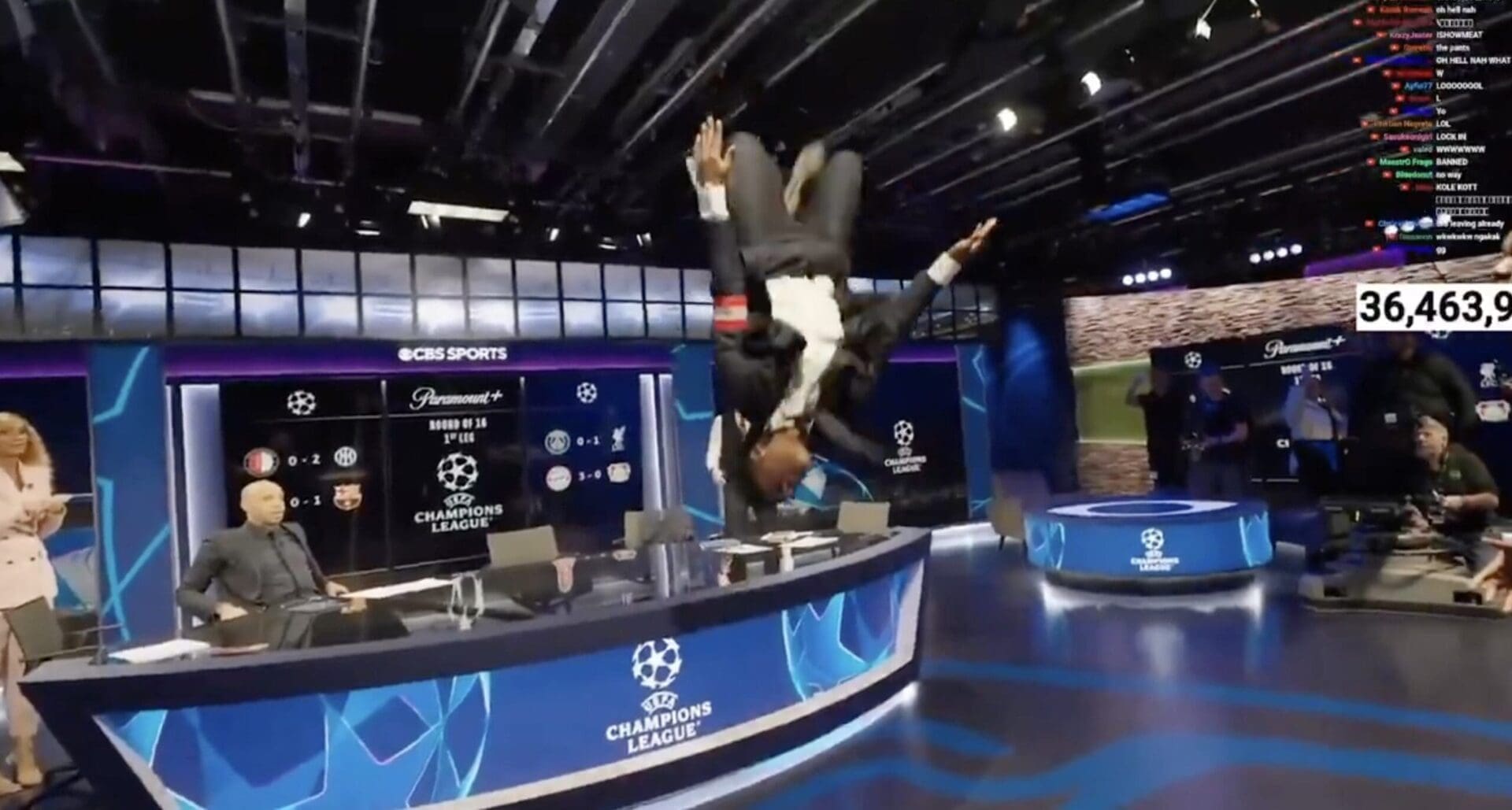 Salto, bras de fer, sprint... IShowSpeed fait le spectacle sur le plateau de CBS Sports avec Thierry Henry