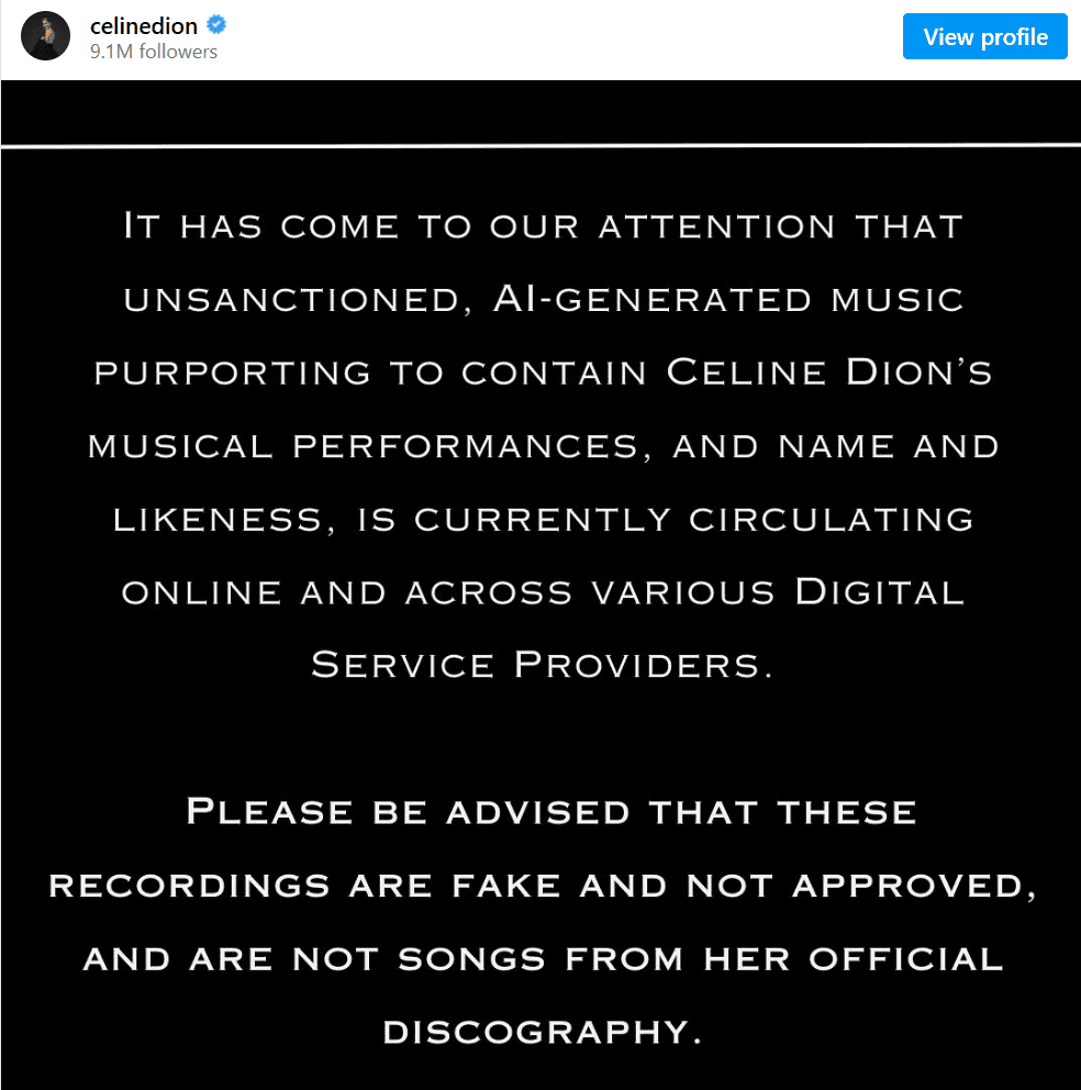 Céline Dion Victime De L&Rsquo;Intelligence Artificielle. Elle Publie Un Communiqué