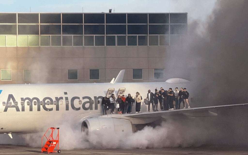 Douze personnes blessées après l’incendie d’un avion d’american airlines