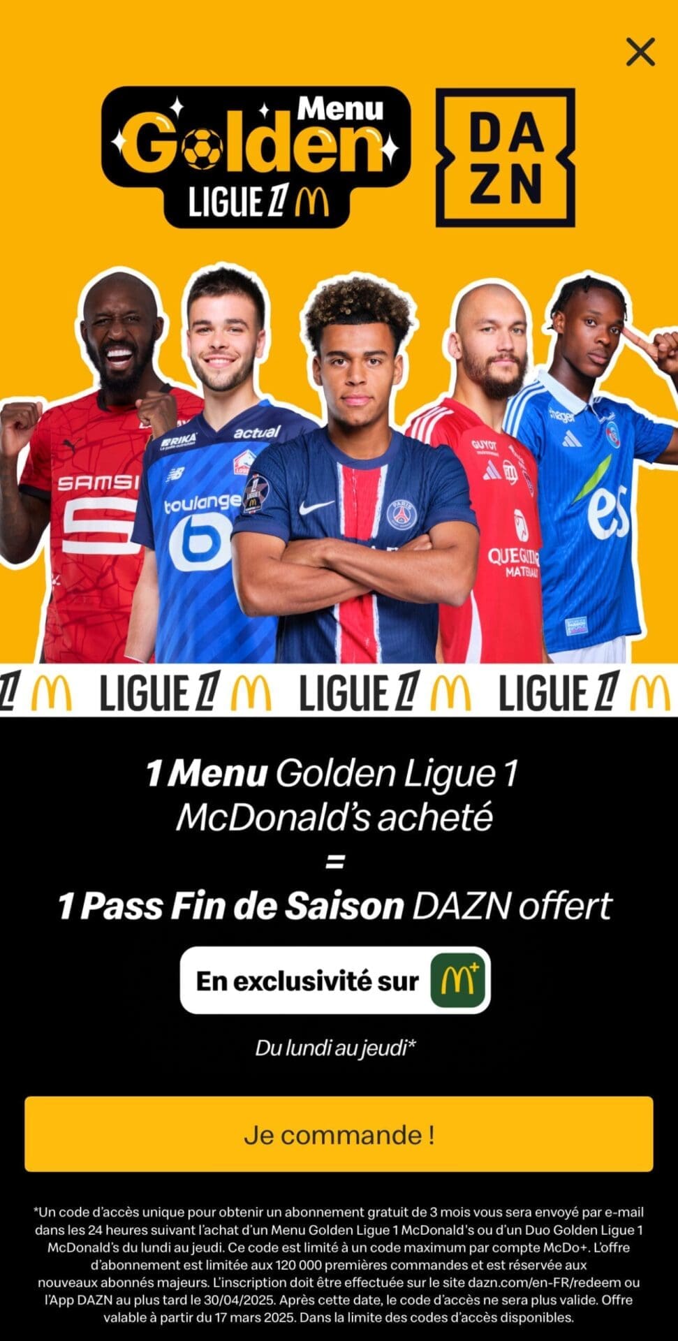 Ce n&rsquo;est pas une blague : un menu Golden Ligue 1 McDonald&rsquo;s acheté, un abonnement DAZN offert