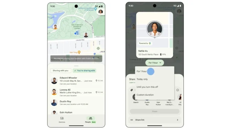 L'application "localiser mon appareil" de Google permet d'afficher les emplacements des contacts en temps réel