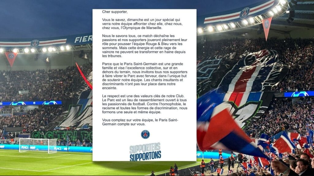 Mail PSG supporters OM Paris