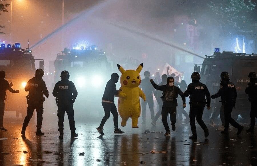 L'image du jour: Pikachu aperçu dans les manifestations de soutien envers le maire d'Istanbul, incarcéré