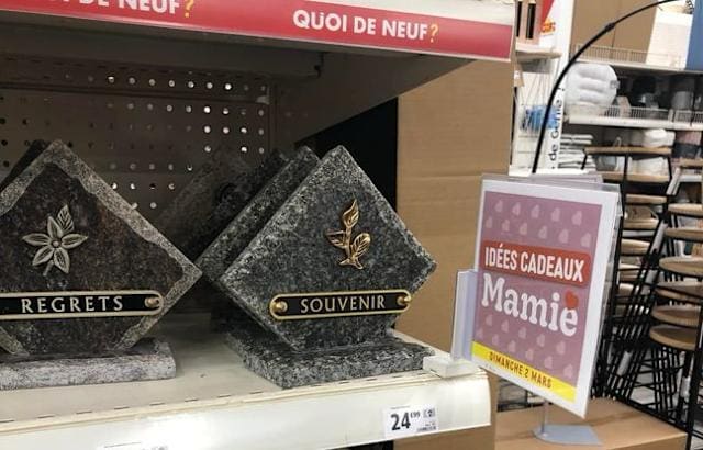 Gifi: des plaques funéraires présentées comme une idée de cadeau pour la fête des grand-mères