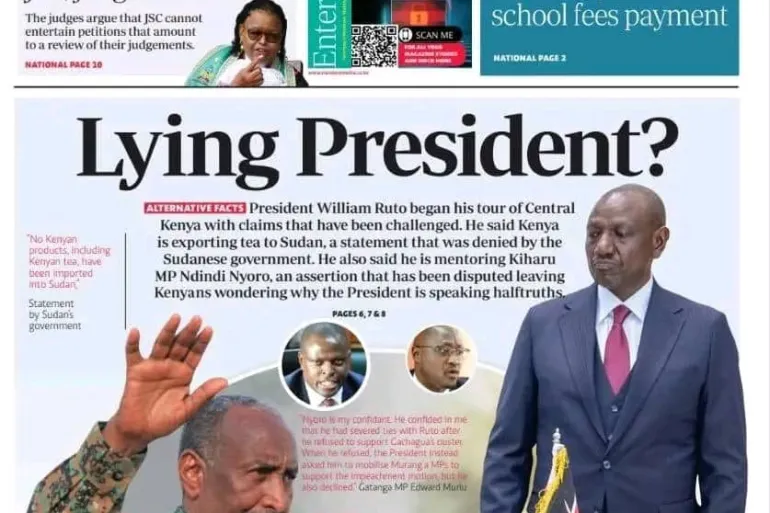 « Le Président Menteur ? » : Un Journal Kényan Révèle Les Erreurs De Ruto Concernant Le Commerce Avec Le Soudan