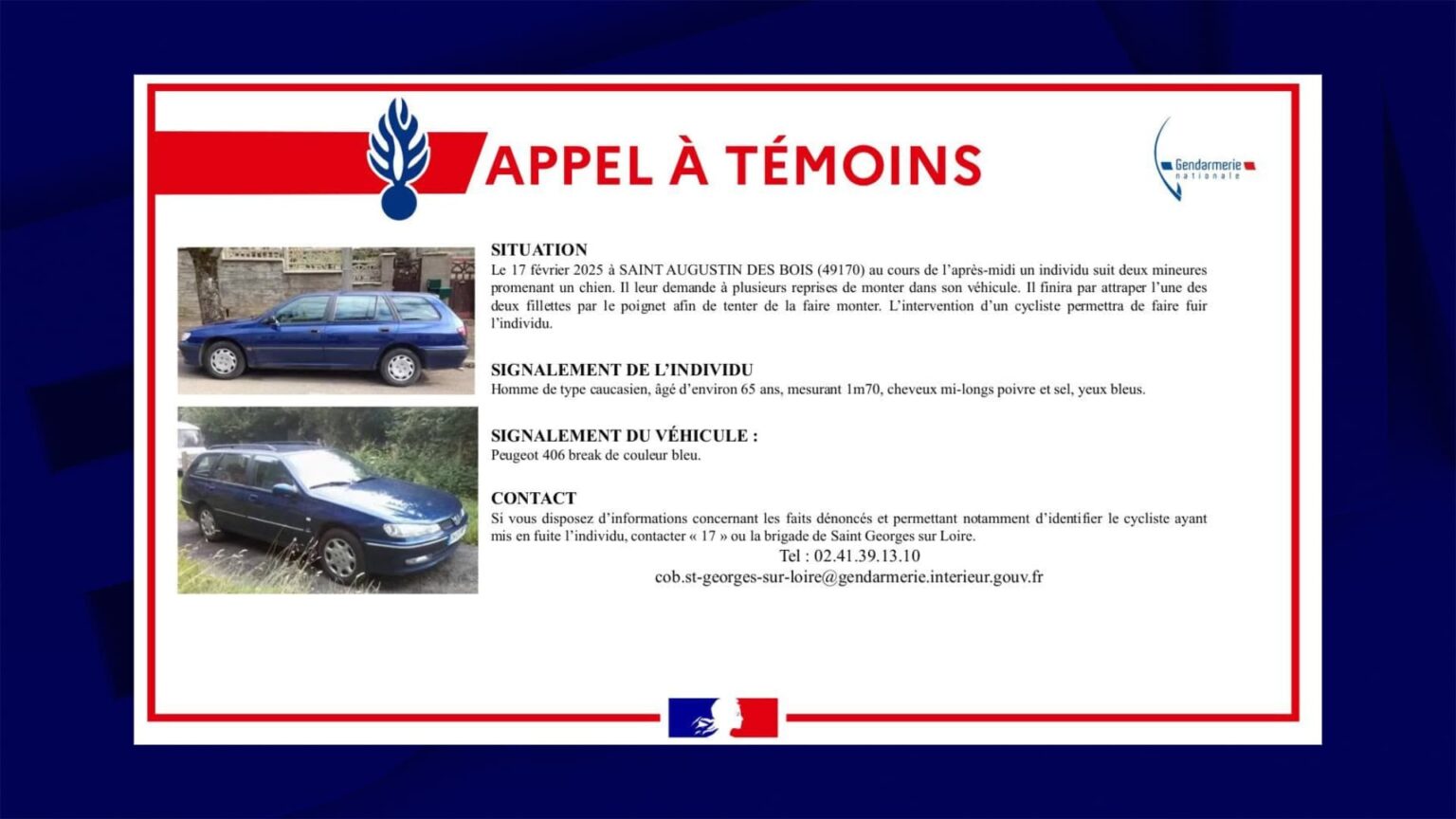 Tentative d’enlèvement de deux fillettes près d’Angers : un homme recherché