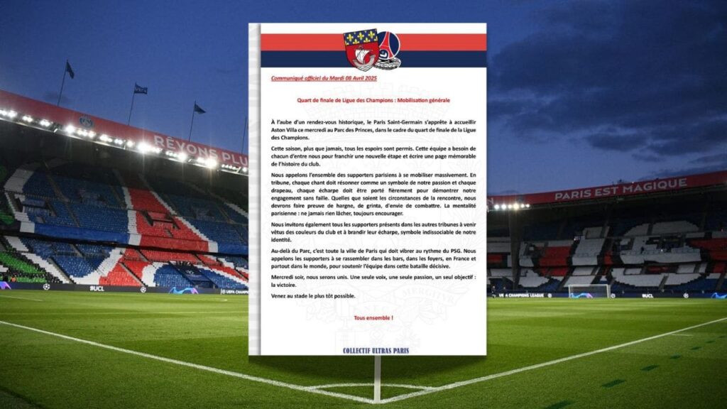 communique PSG Aston Villa CUP