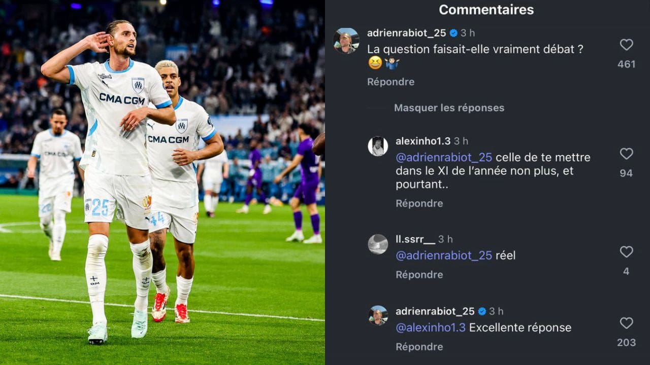 Adrien Rabiot valide le Vélodrome et s'étonne de ne pas être dans le 11 type de la saison de Ligue 1