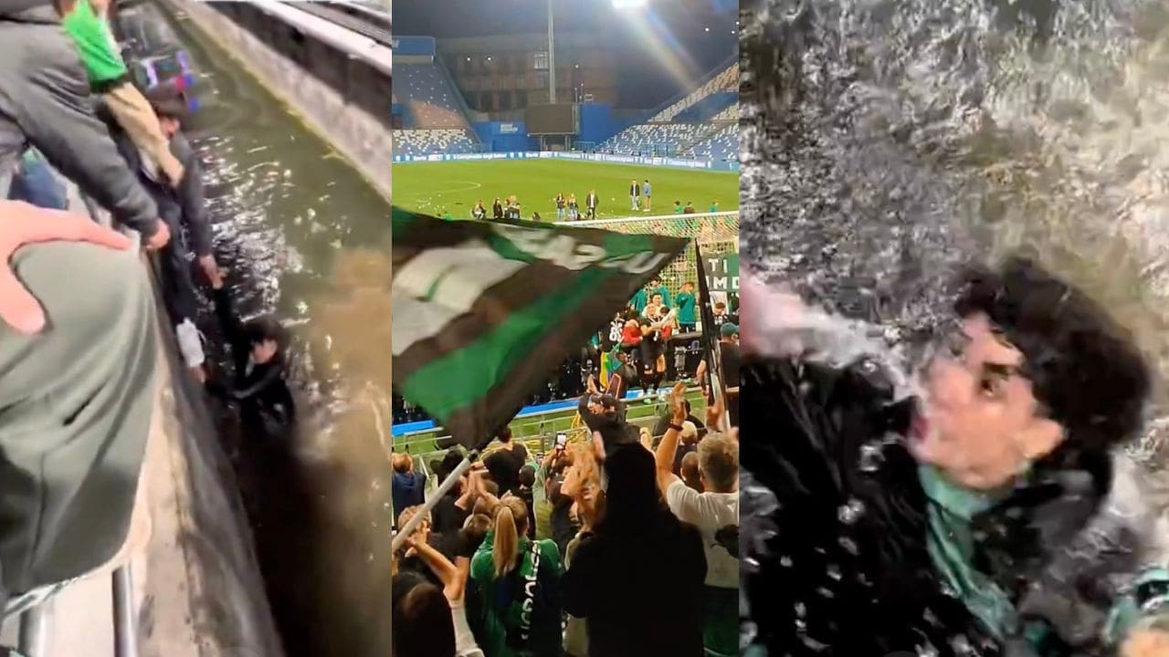 Sassuolo fête sa montée, un supporter veut envahir le terrain et finit à l'eau !