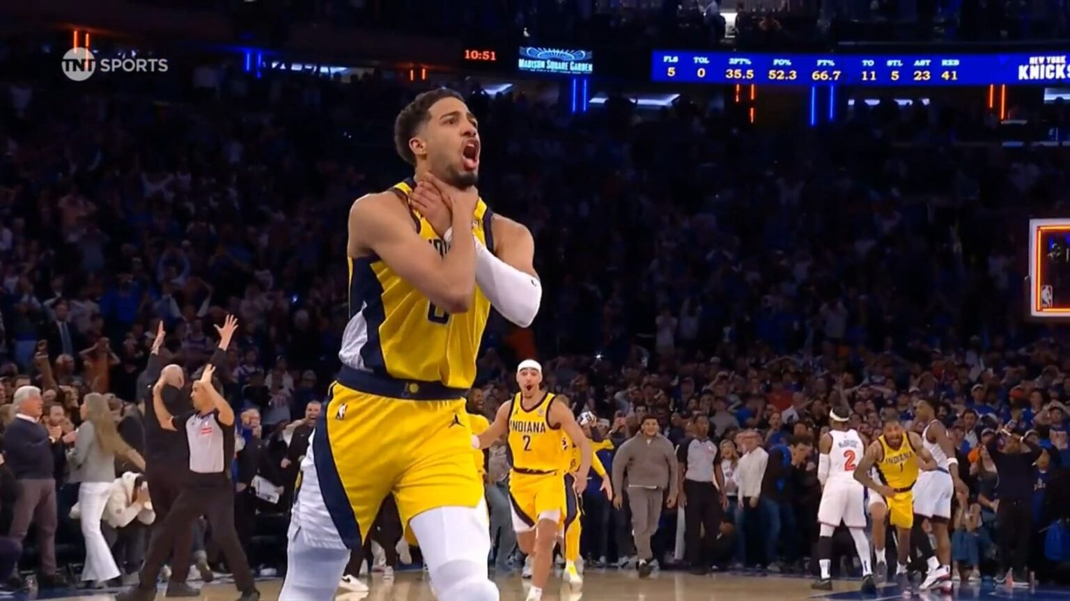 Célébration déjà mythique pour Tyrese Haliburton après l'égalisation