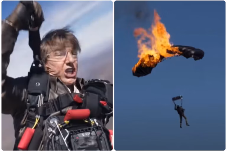 Tom Cruise établit un nouveau record mondial avec une cascade enflammée dans Mission Impossible 8