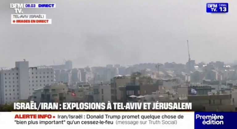 Des tirs de missiles iraniens provoquent feux et destructions autour de Tel‑Aviv, explosions entendues à Jérusalem