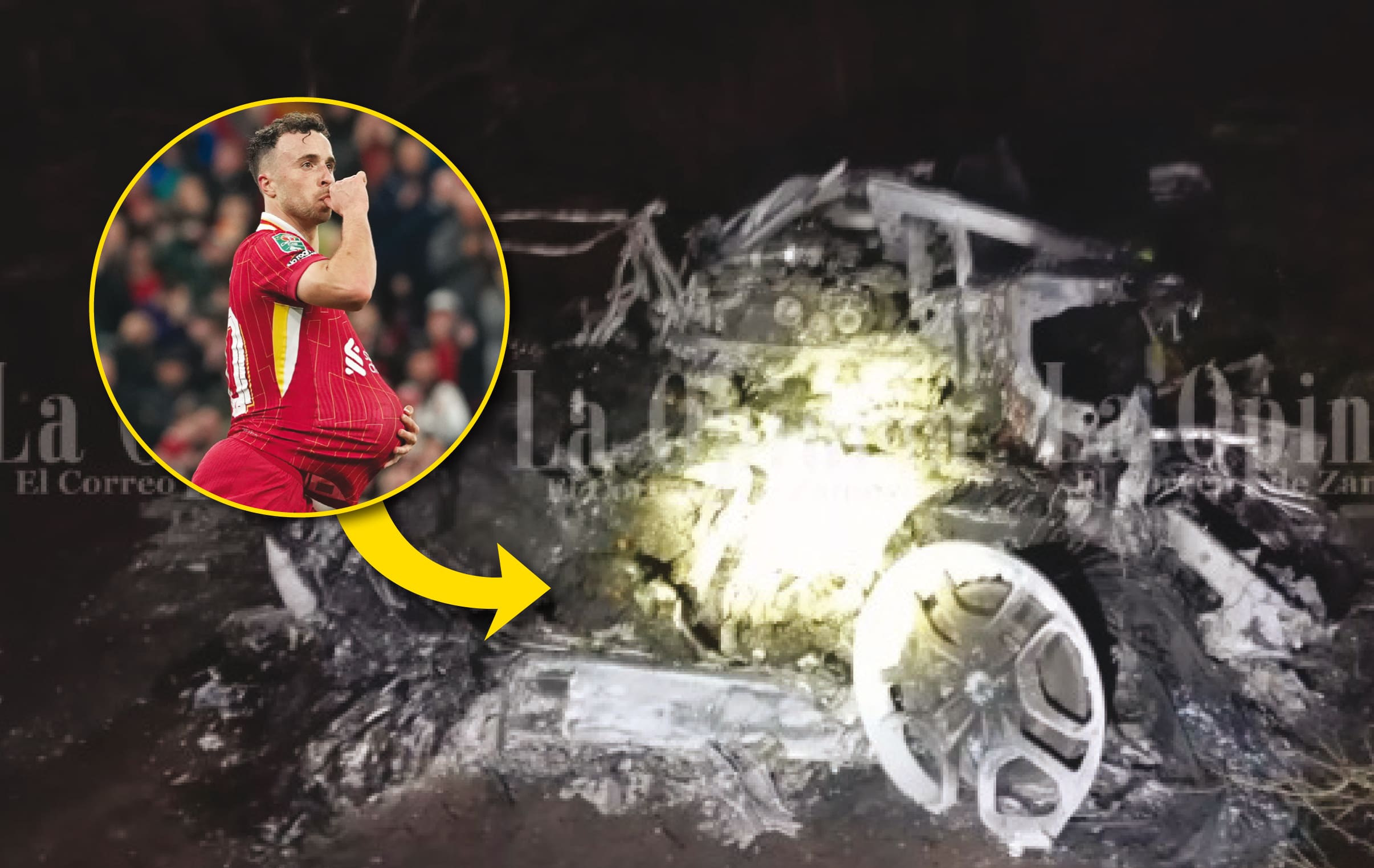 Mort du footballeur Diogo Jota: la presse espagnole diffuse les images de sa Lamborghini calcinée