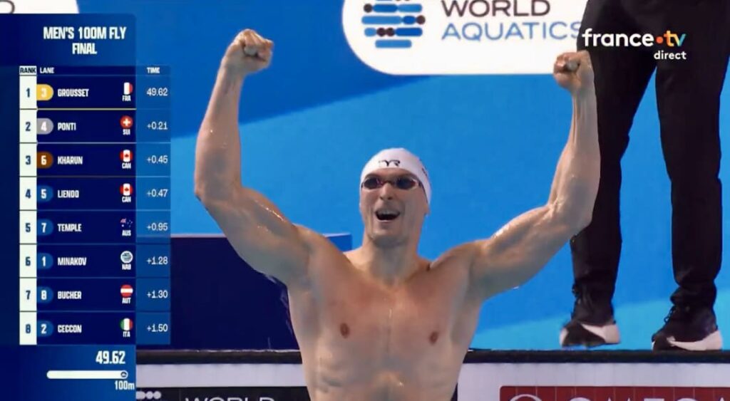 Natation – Maxime Grousset remporte un deuxième titre de champion du monde sur le 100 m papillon