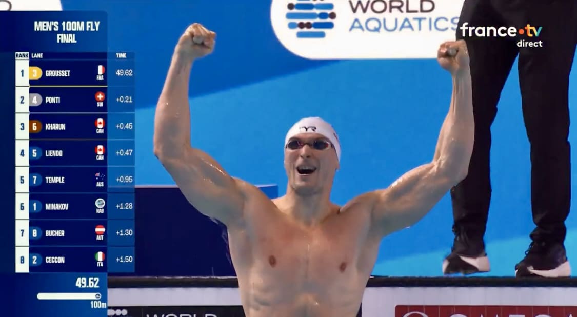 Natation - Maxime Grousset remporte un deuxième titre de champion du monde sur le 100 m papillon