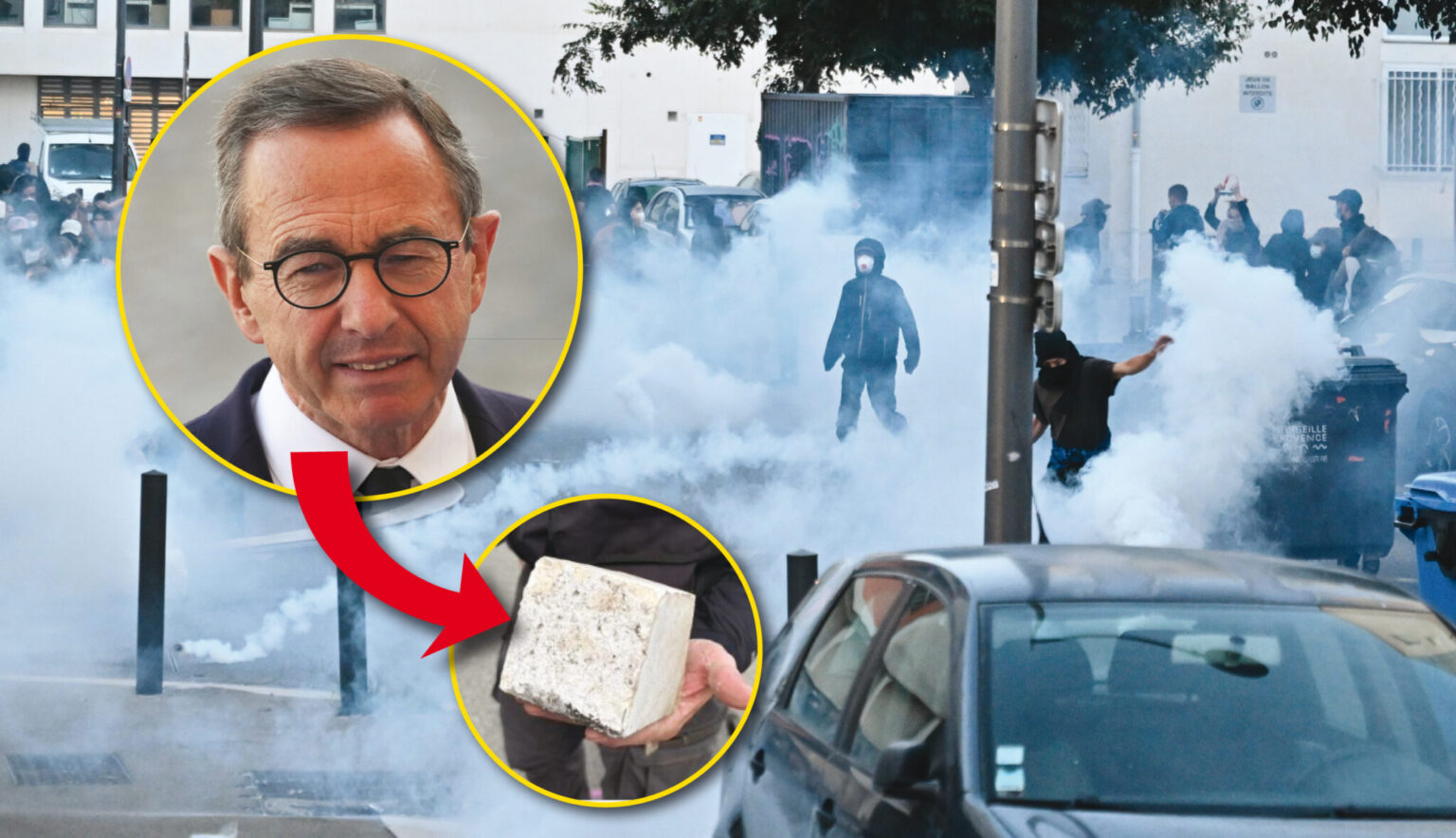 Bruno Retailleau tacle les manifestations : "Les policiers ont été visés par des pavés. Pour tuer. Tout mon soutien à cette France du courage qui fait face à la haine anti-flic." (AP/DR)