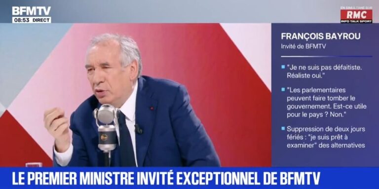 François Bayrou joue sa survie : ce qu’il faut retenir de son entretien choc sur BFMTV-RMC (capture BFMTV)