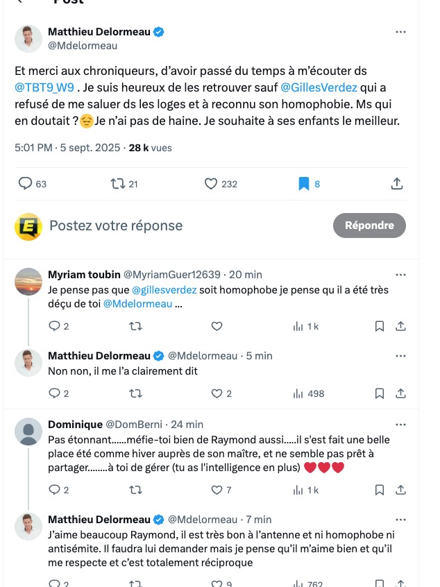 « Il Est Homophobe Et Antisémite. » Matthieu Delormeau Clashe Gratuitement Gilles Verdez Sur X, Avant D&Rsquo;Effacer Ses Tweets (Que Nous Avons Retrouvés) Que Nous Avons Retrouvés « Il Est Homophobe Et Antisémite. » Matthieu Delormeau Clashe Gratuitement Gilles Verdez Sur X, Avant D&Rsquo;Effacer Ses Tweets (Que Nous Avons Retrouvés) Que Nous Avons Retrouvés