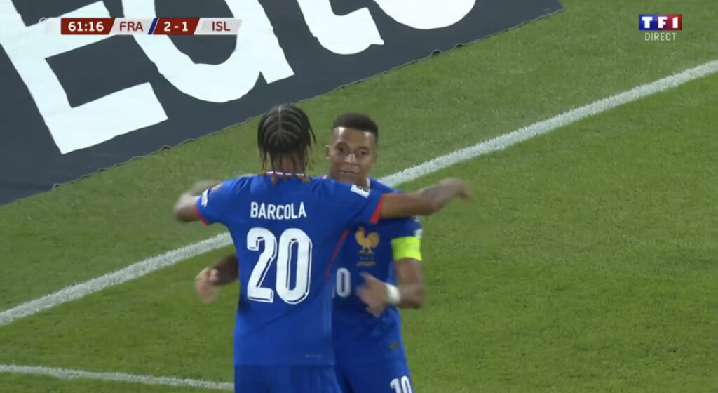 France – Islande : les Bleus renversent le match grâce à Kylian Mbappé et Barcola. (TF1)