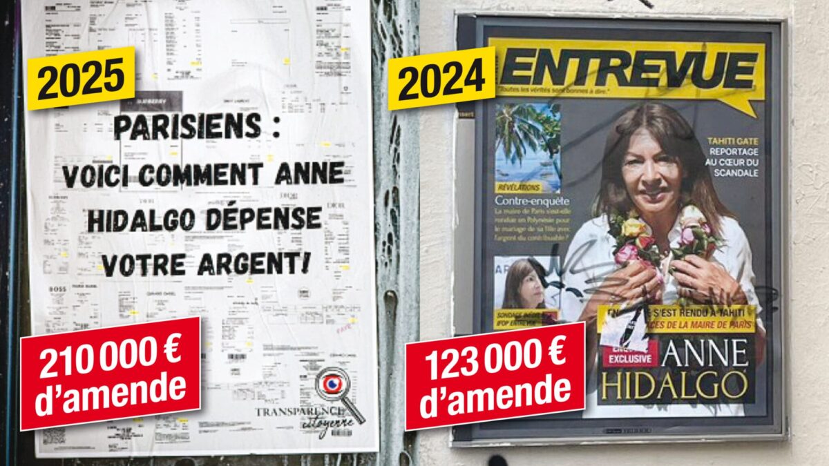 Scandale Anne Hidalgo: la mairie de Paris inflige 210.000€ d'amende à Transparence Citoyenne en représailles. La même méthode utilisée contre Entrevue en 2024 suite au Tahiti Gate (123.000€ d'amende). (DR)