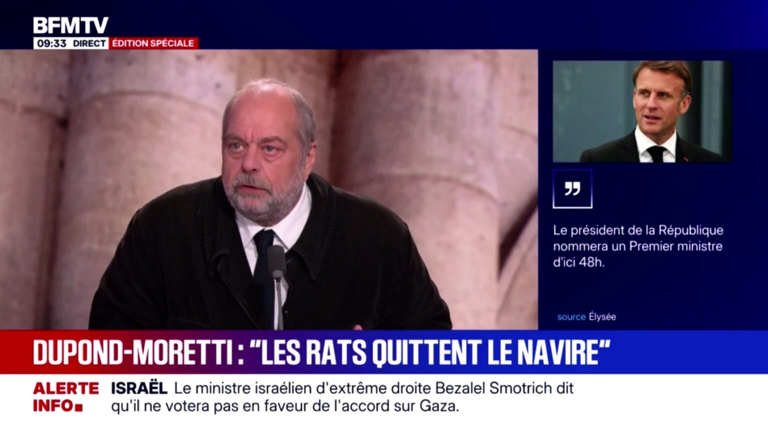 VIDÉO - Éric Dupond-Moretti clashe Gabriel Attal et Édouard Philippe: "Les rats quittent le navire. Sans Macron, Attal n'est rien!" (Capture d'écran BFMTV)