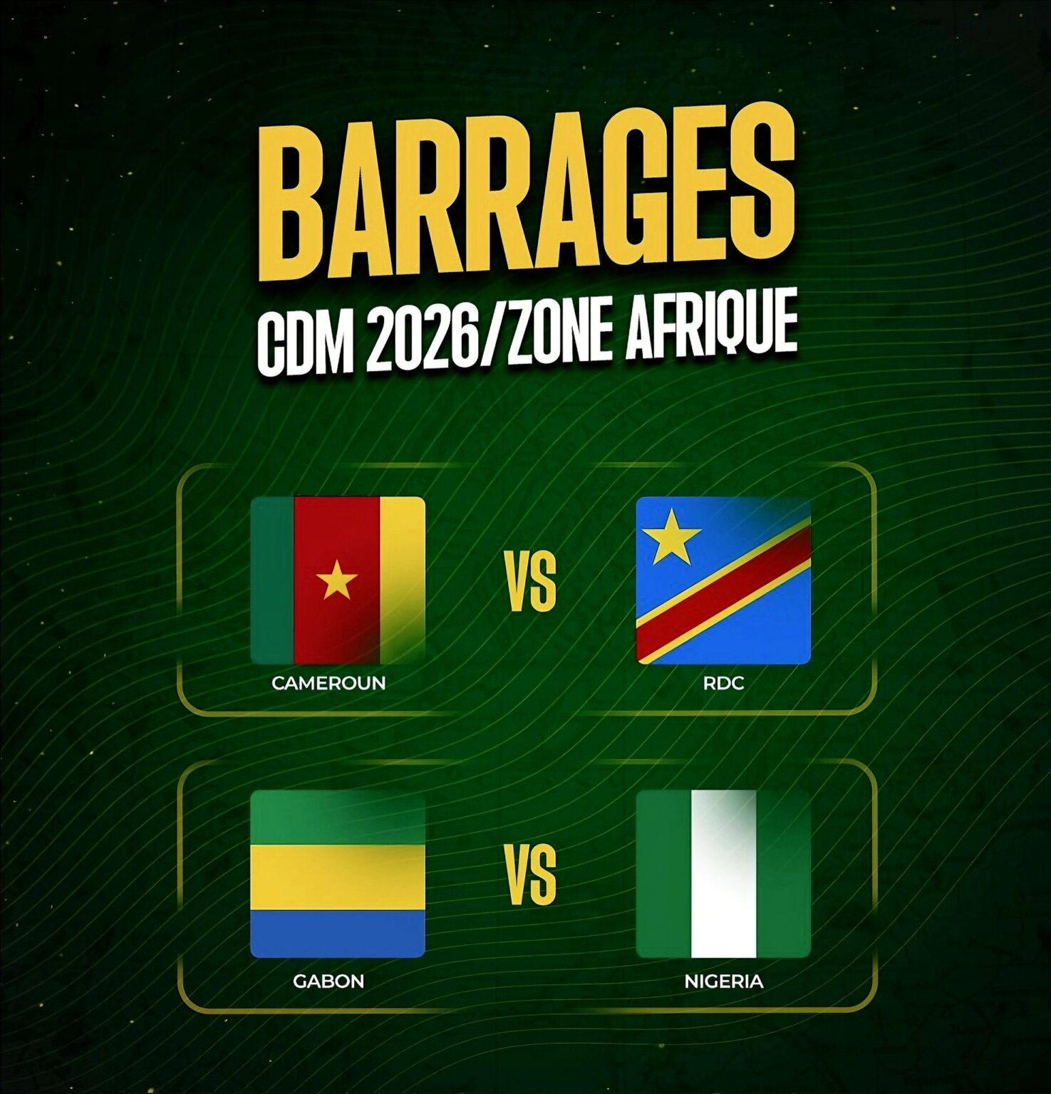 Coupe du monde 2026 - le Nigeria, le Cameroun, la RD Congo et le Gabon en demi-finales africaines