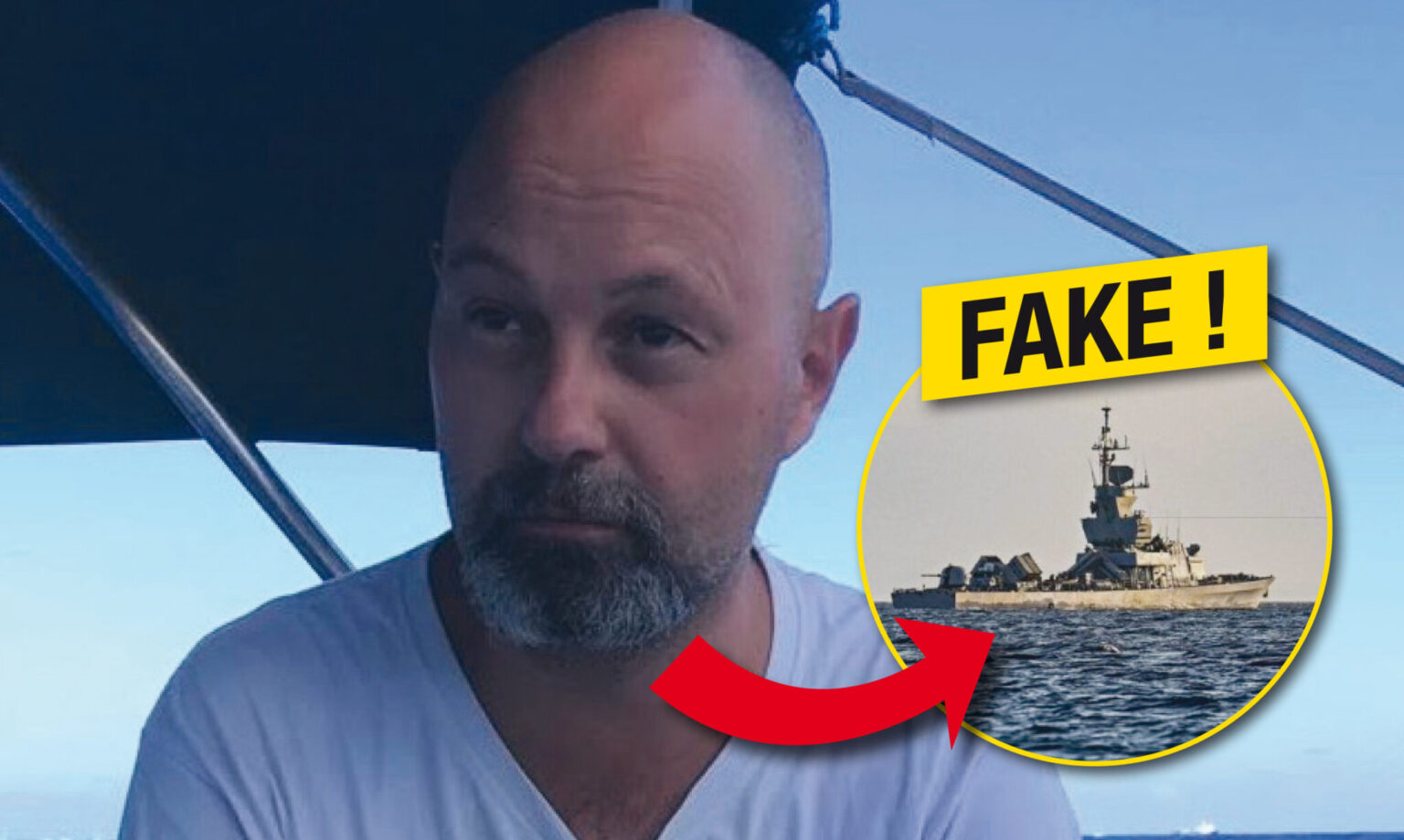 Flottille pour Gaza - Thomas Guénolé pris en flagrant délit de mensonge après avoir diffusé une fausse photo pour faire le buzz. (Compte X T.Guénolé, DR)