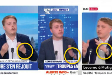 La drôle d'excuse de Louis Boyard, qui prétend retirer sa montre pour qu'elle ne cogne pas une table, alors qu'il apparaît à la télé avec des montres et qu'il répondait à une interview debout