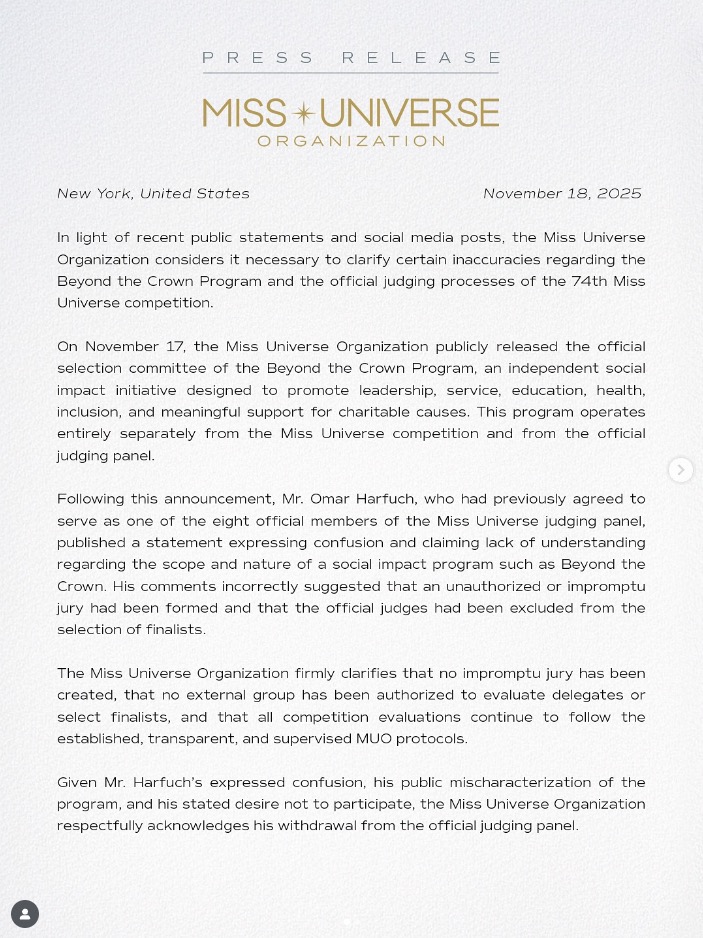 Miss Univers Reconnaît Maladroitement Avoir Choisi Les Finalistes Sans Consulter Le Jury  