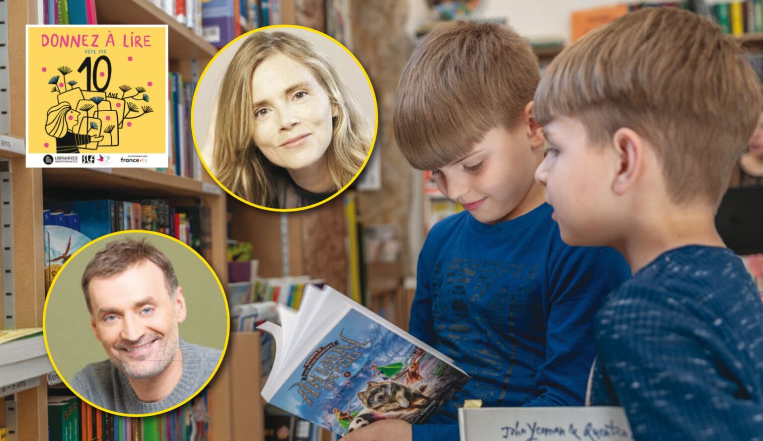 Isabelle Carré et Augustin Trapenard fêtent les 10 ans de “Donnez à lire” : une décennie de solidarité pour offrir des livres aux enfants. (SPF/JM Rayapen)