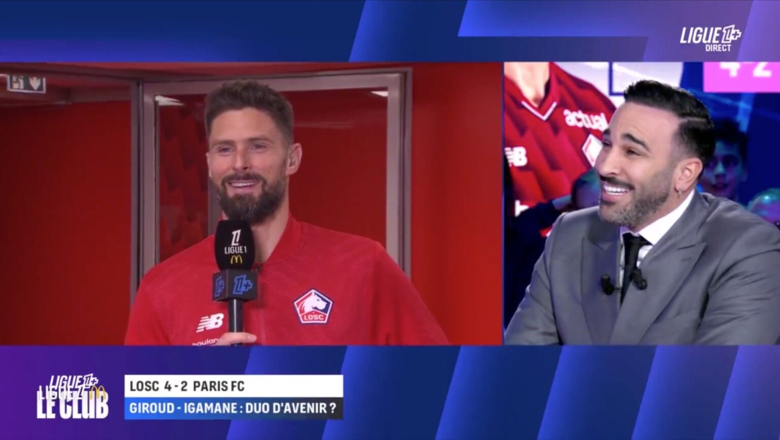 VIDÉO - Olivier Giroud vanne Adil Rami en direct sur "sa coupe à l'eau chaude" (Ligue1+)
