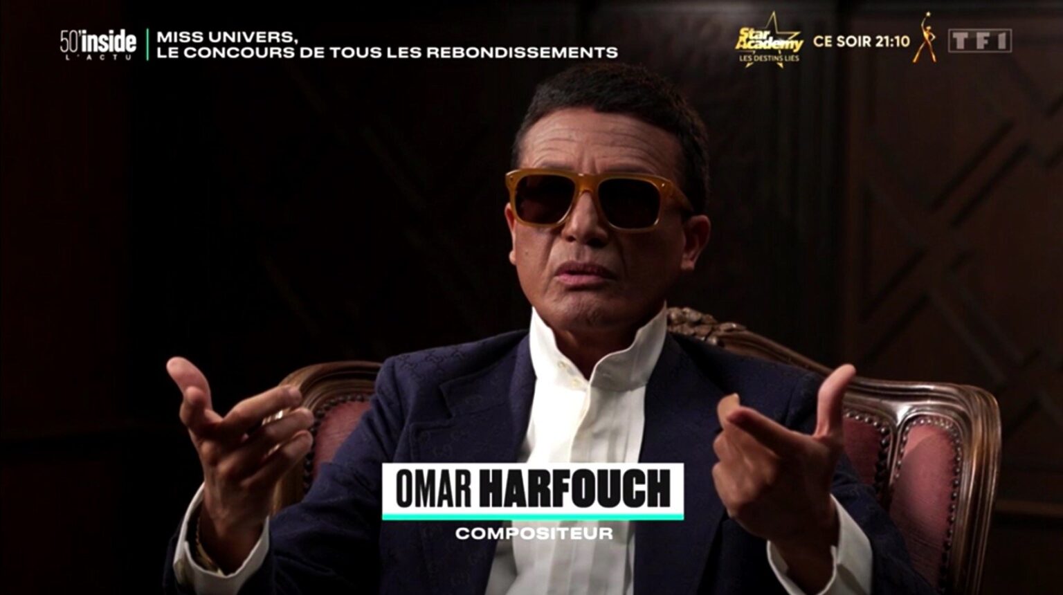 VIDÉO - Omar Harfouch dans 50’Inside sur TF1 pour dénoncer la triche à Miss Univers 2025. (TF1)