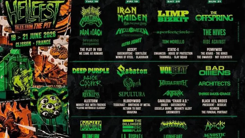 Hellfest 2026 - Iron Maiden et The Offspring en têtes d’affiche