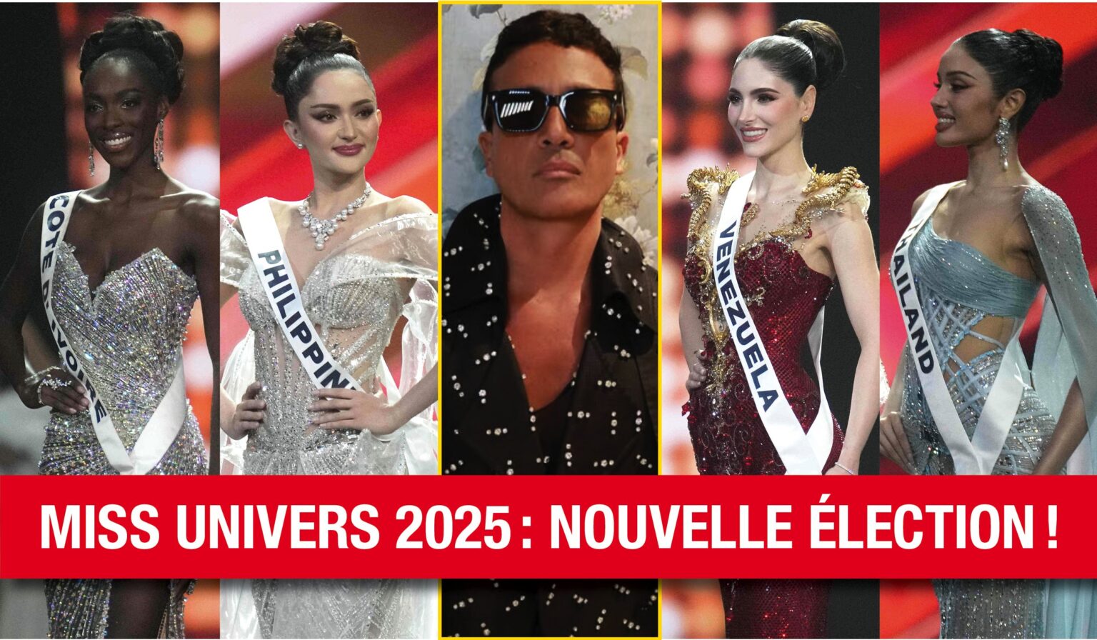 Omar Harfouch destitue Miss Univers 2025, annonce le départ de Raul Rocha et organise une nouvelle élection avec les quatre autres finalistes. (Daniel Topic, AP)